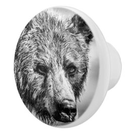 Pomo De Cerámica Retrato de oso pardo