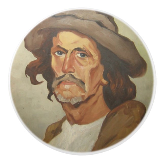 Pomo De Cerámica Retrato de un campesino (por Ipolit Strâmbu) (Anverso)