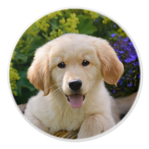 Pomo De Cerámica Retrato encantador del perrito del perro de