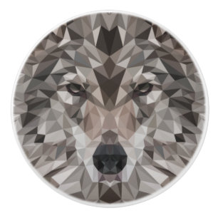 Pomo De Cerámica Retrato geométrico de Lone Wolf