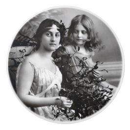 Pomo De Cerámica Retrato inmaduro de madre e hija