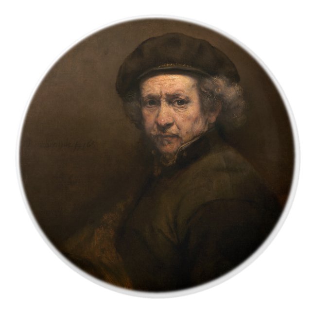 Pomo De Cerámica Retrato propio de Rembrandt: pintor holandés de la (Anverso)