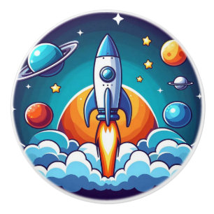 Pomo De Cerámica Retro, cohete espacial exterior