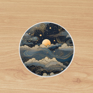 Pomo De Cerámica Retro de luna azul