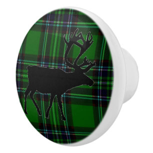 Pomo De Cerámica Retro Elk deer green platino