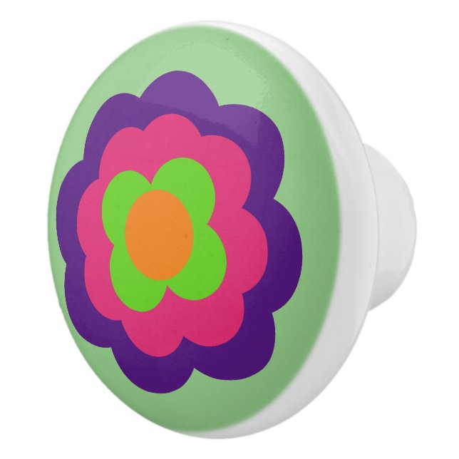 Pomo De Cerámica Retro Flower Flowers Blumen Muster 70er 70ies 70s (Derecha)