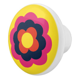 Pomo De Cerámica Retro Flower Flowers Blumen Muster 70er 70ies 70s