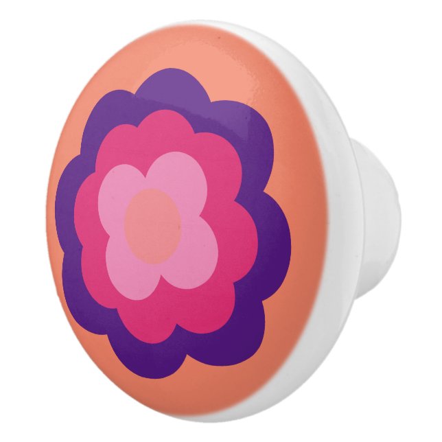 Pomo De Cerámica Retro Flower Flowers Blumen Muster 70er 70ies 70s (Derecha)