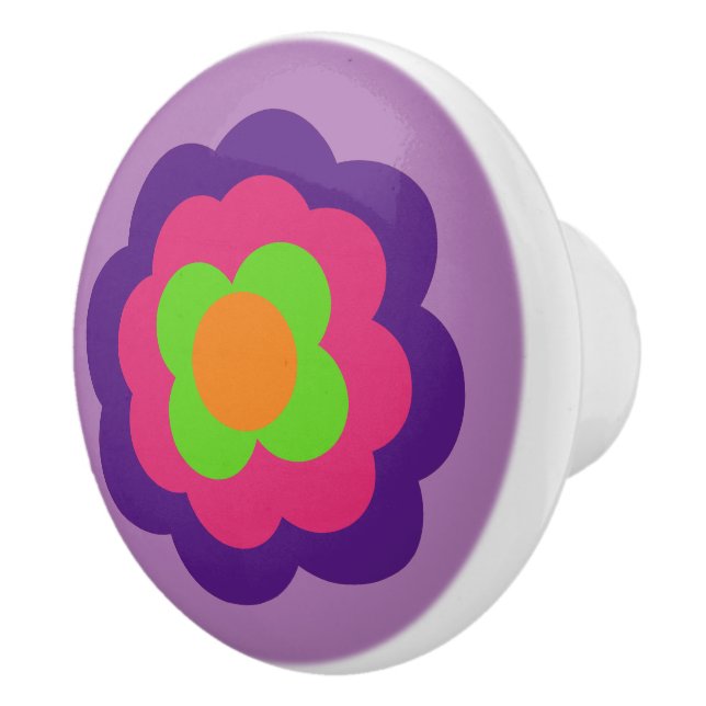 Pomo De Cerámica Retro Flower Flowers Blumen Muster 70er 70ies 70s (Derecha)