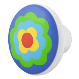 Pomo De Cerámica Retro Flower Flowers Blumen Muster 70er 70ies 70s