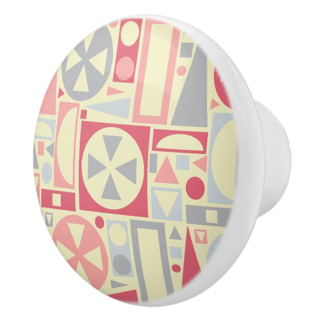 Pomo De Cerámica Retro geométrico rosa moderno de los años 50 (Derecha)
