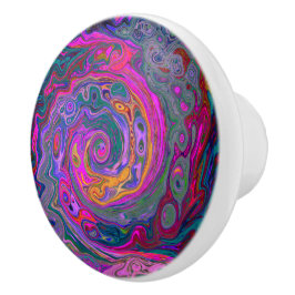 Pomo De Cerámica Retro Magenta, barrido verde y Naranja