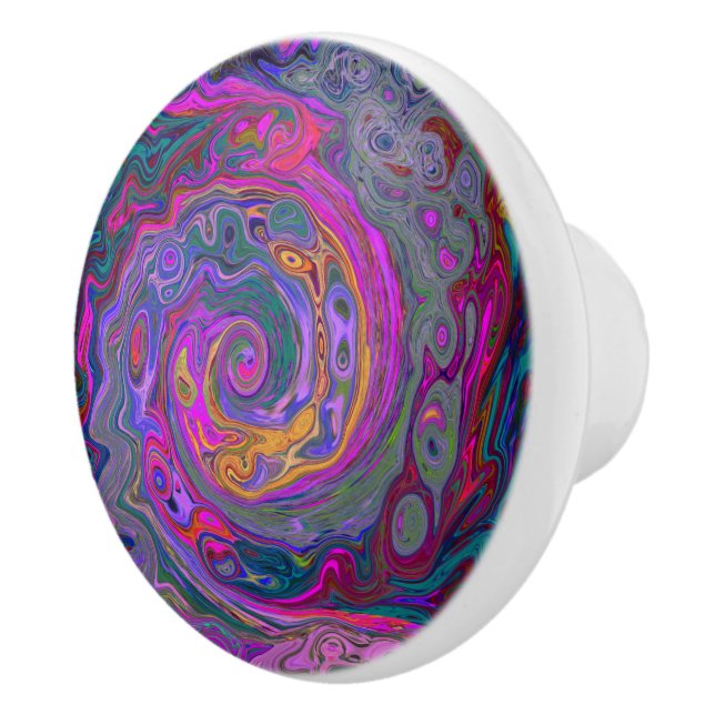 Pomo De Cerámica Retro Magenta, barrido verde y Naranja (Derecha)