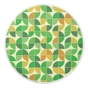 Pomo De Cerámica   Retro mediados de siglo  Geométrico floral  verd