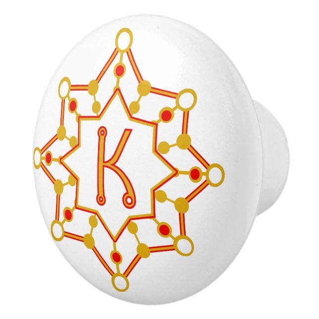 Pomo De Cerámica Retro Mitad de Siglo Moderno Personalizado Inicial (Derecha)