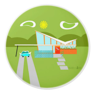 Pomo de cerámica Retro Palm Springs House