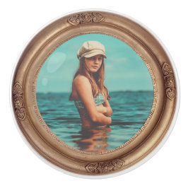 Pomo De Cerámica Retro Retro Retrato de estilo Dorado