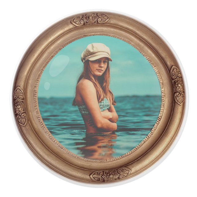 Pomo De Cerámica Retro Retro Retrato de estilo Dorado (Anverso)