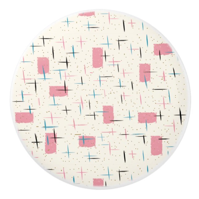 Pomo De Cerámica Retro Trazado de color rosa atómico (Anverso)