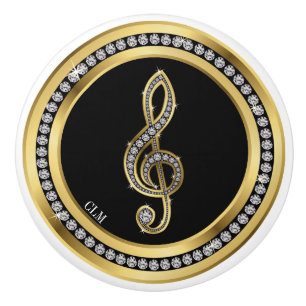 Pomo De Cerámica Revisado Bling Music Note Gabinetes Knobs