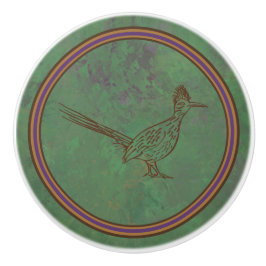 Pomo De Cerámica Roadrunner del Suroeste de Sagebrush Green