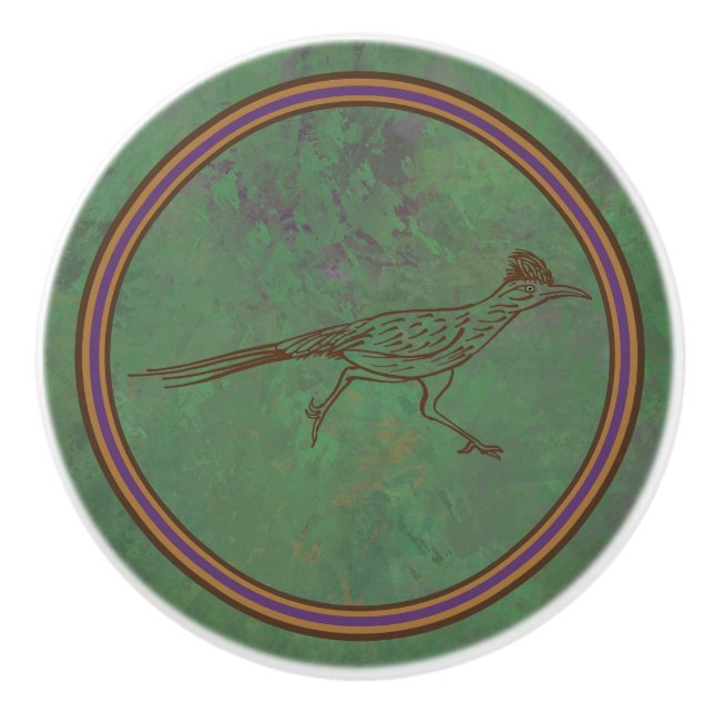 Pomo De Cerámica Roadrunner del Suroeste Sagebrush Green (Anverso)