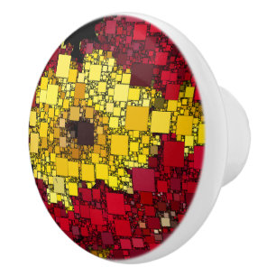 Pomo De Cerámica Rojo, amarillo, y sombras de las mini cajas del