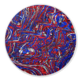 Pomo De Cerámica Rojo, Blanco y Azul Abstracto de Estados Unidos