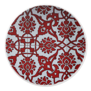Pomo De Cerámica Rojo Turquesa Cerámica Floral