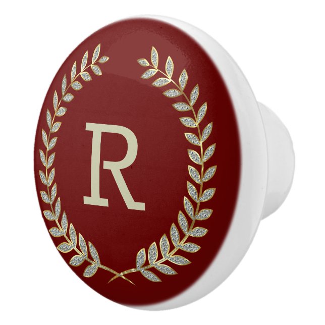 Pomo de cerámica rojo y falso Purpurina Wreath (Derecha)