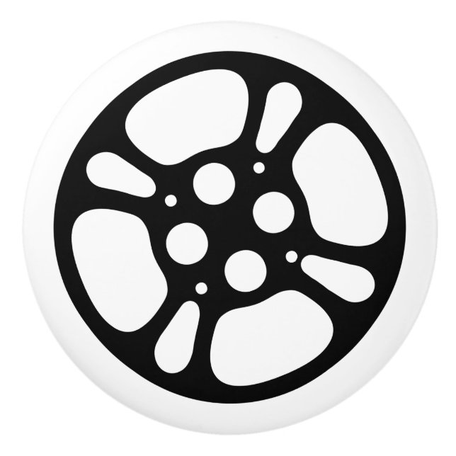 Pomo De Cerámica Rollo de película blanco y negro (Anverso)