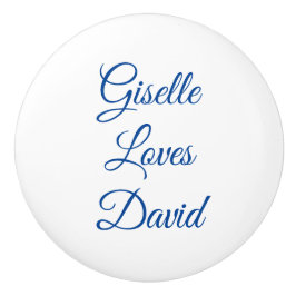 Pomo De Cerámica Romántico blanco y azul