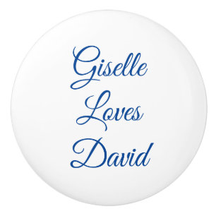 Pomo De Cerámica Romántico blanco y azul