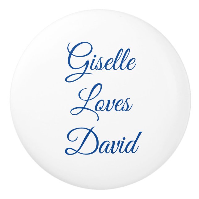 Pomo De Cerámica Romántico blanco y azul (Anverso)