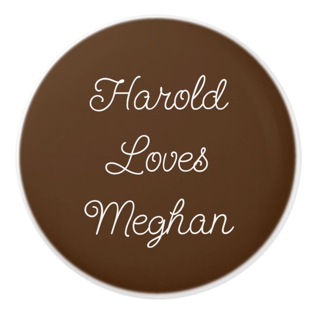 Pomo De Cerámica Romántico marrón y blanco (Anverso)