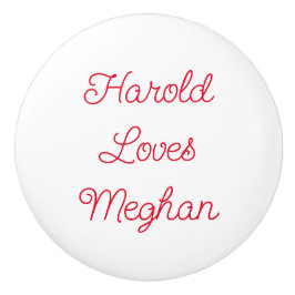 Pomo De Cerámica Romántico rojo y blanco