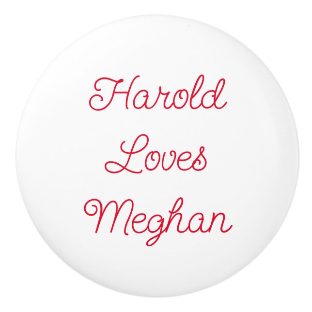 Pomo De Cerámica Romántico rojo y blanco (Anverso)