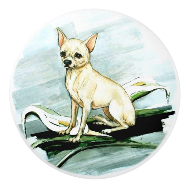 Pomo De Cerámica Ron Hevener Chihuahua Dog (Anverso)