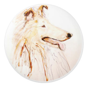 Pomo De Cerámica Ron Hevener Collie Dog
