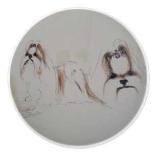 Pomo De Cerámica Ron Hevener Shih-Tzu