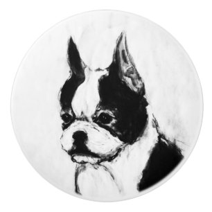 Pomo De Cerámica Ron Hevener Touch de clase Boston Terrier