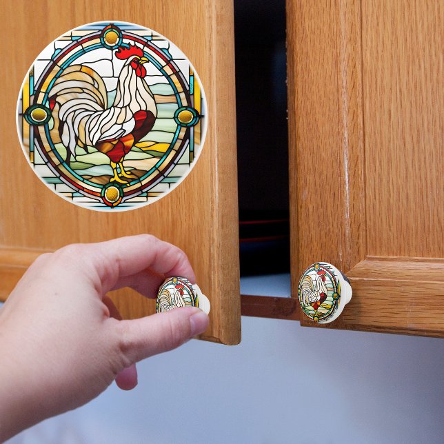 Pomo De Cerámica Rooster Faux Seted Glass (Subido por el creador)