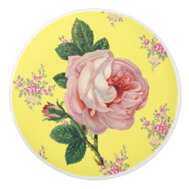 Pomo De Cerámica Ropa de cerámica de patrón floral rosa de vintage
