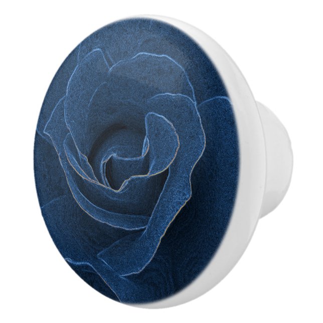 Pomo De Cerámica Rosa azul de terciopelo (Derecha)