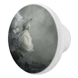 Pomo De Cerámica Rosa blanca