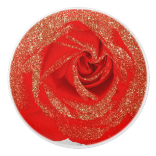 Pomo De Cerámica Rosa Blanca Madera Glitter Oro Rojo Shabby Chic
