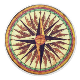 Pomo De Cerámica Rosa de brújula Tirada de la puerta de cerámica