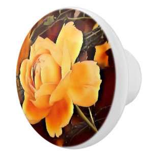 Pomo De Cerámica Rosa de llama