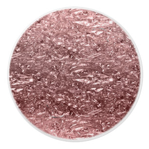 Pomo De Cerámica Rosa Dorado Líquido Cromo Metálico Chic Glam