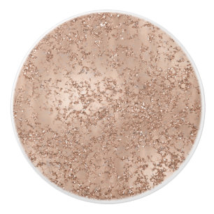 Pomo De Cerámica Rosa Dorado Rubor Rosa Glam Brillo Crujiente Chic